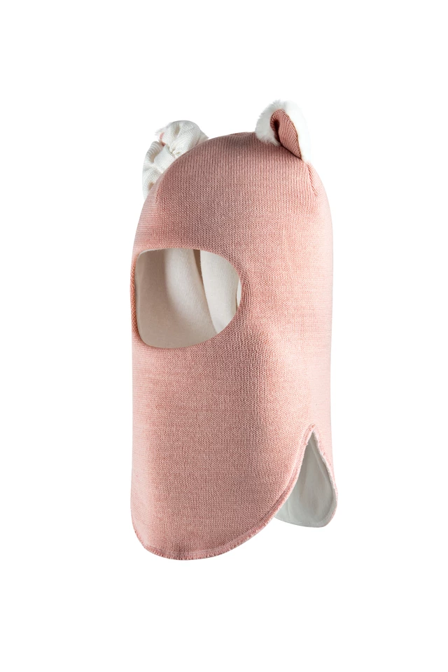 Зимняя шапочка-шлем Corona.hm "Кошечка"  пудра