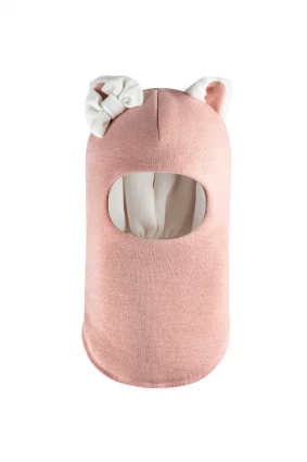 Зимняя шапочка-шлем Corona.hm "Кошечка"  пудра