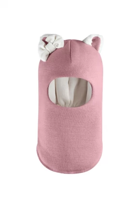 Зимняя шапочка-шлем Corona.hm "Кошечка" пыльно-розовый