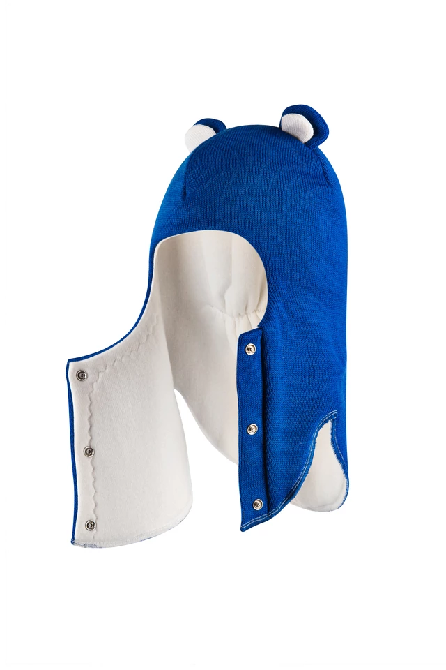 Зимова шапочка-шолом Corona.hm "Ведмедик" з кнопочками електрик