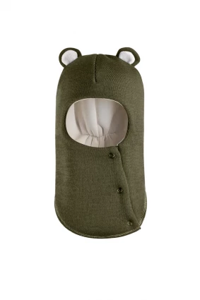 Зимова шапочка-шолом Corona.hm "Ведмедик" з кнопочками хакі