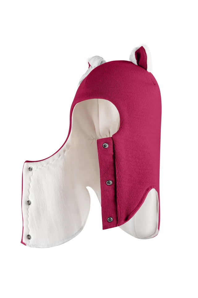 Зимова шапочка-шолом Corona.hm "Кицюня" з кнопочками ягідний