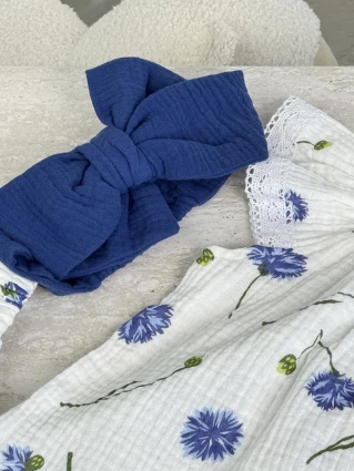 Комплект з мусліну *Волошки на білом*