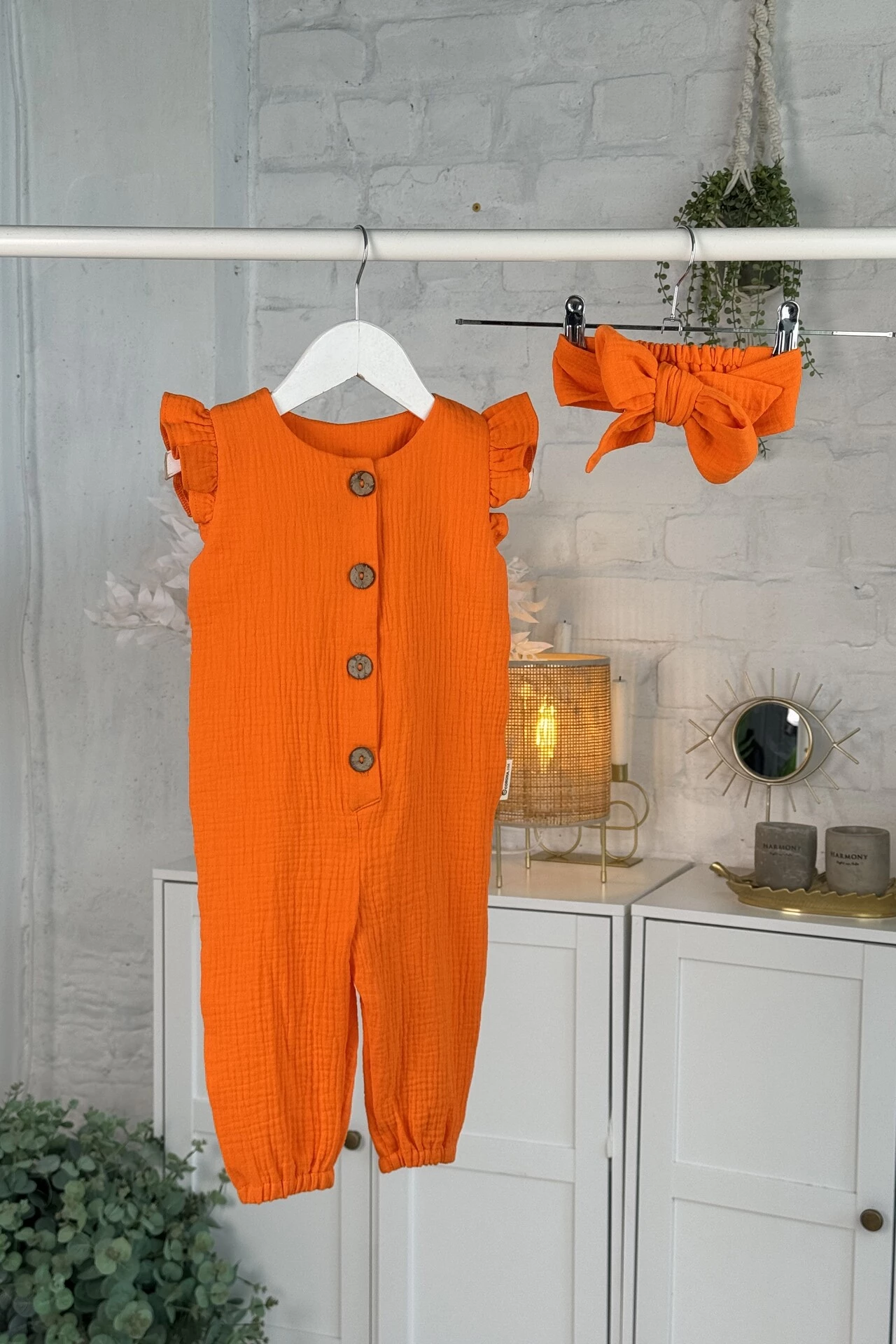 Ромпер з мусліну *Оранж* + пов'язка