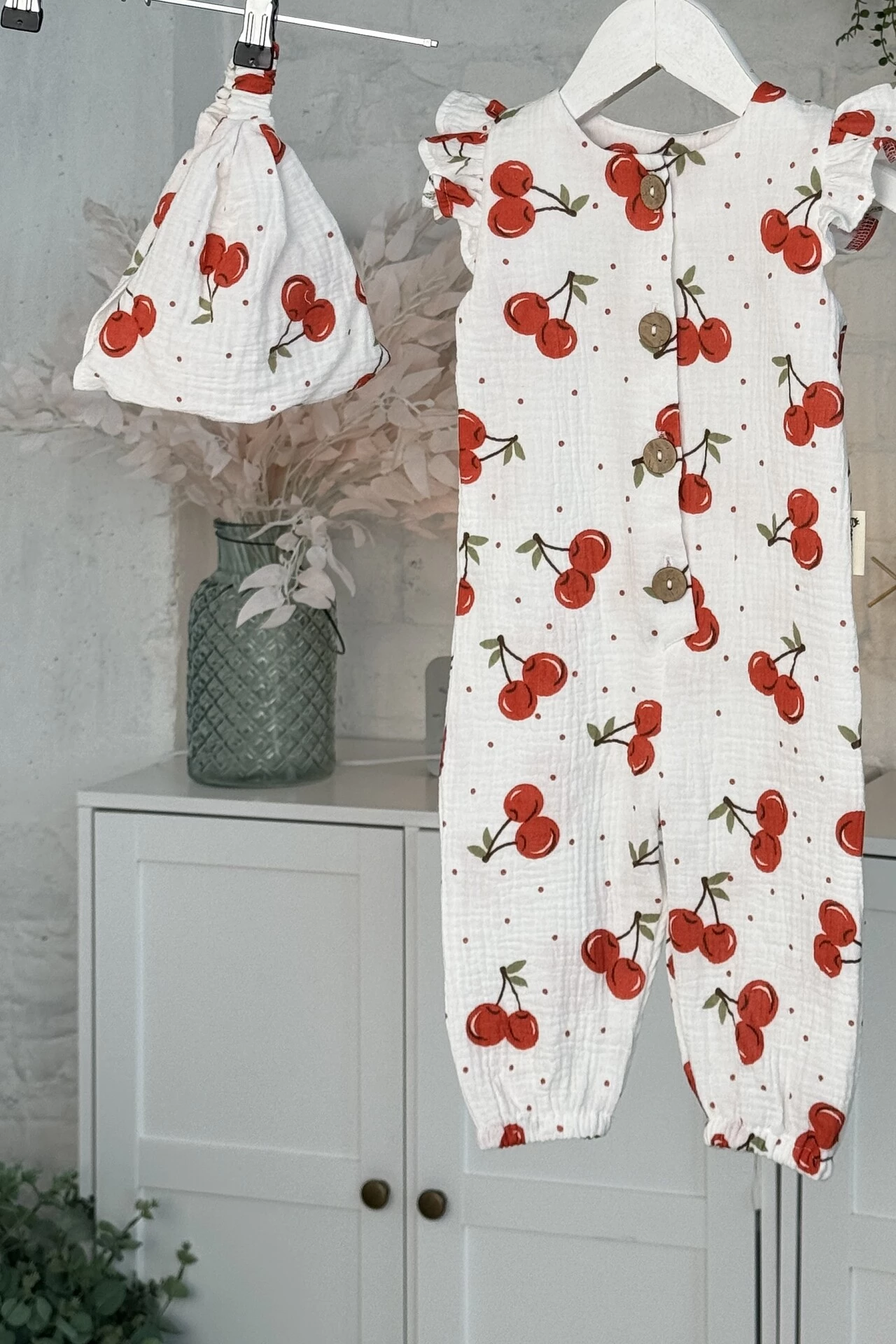 Ромпер з мусліну *Вишенька* + косинка