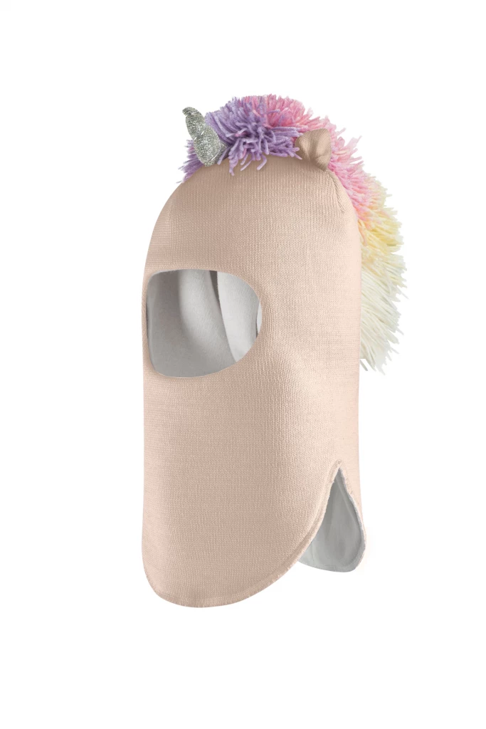 Зимняя шапочка шлем Corona.hm "Единорожка" беж золотой