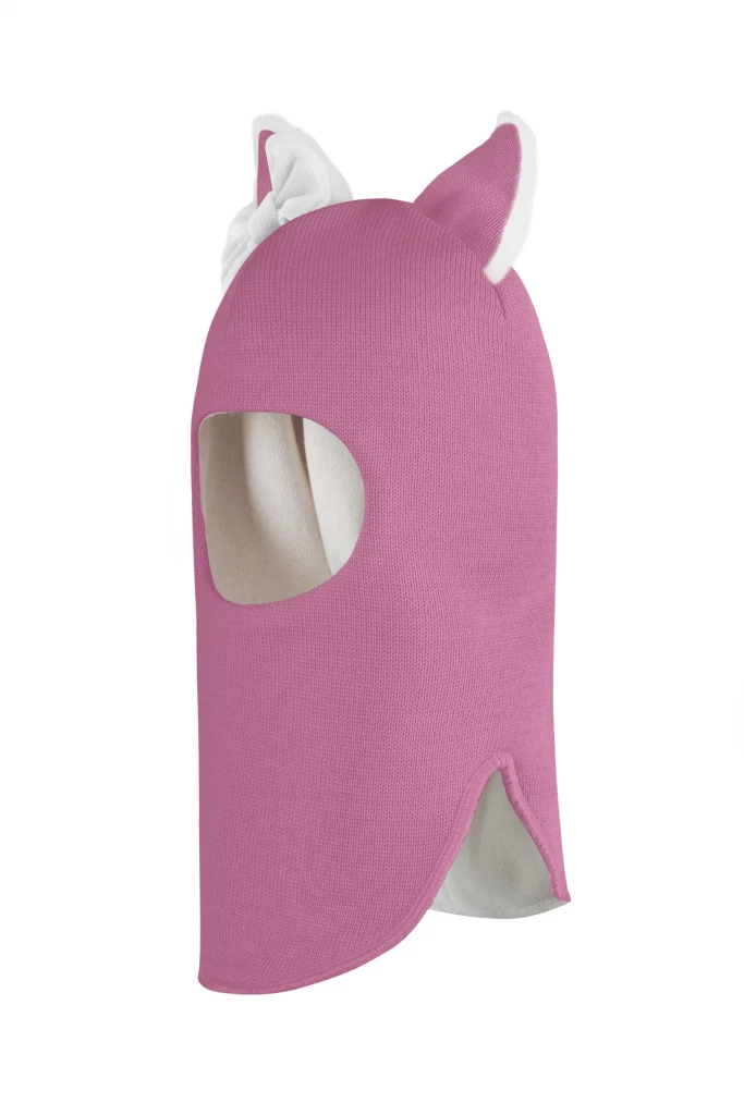 Зимняя шапочка-шлем Corona.hm "Лисичка" пыльно-розовый