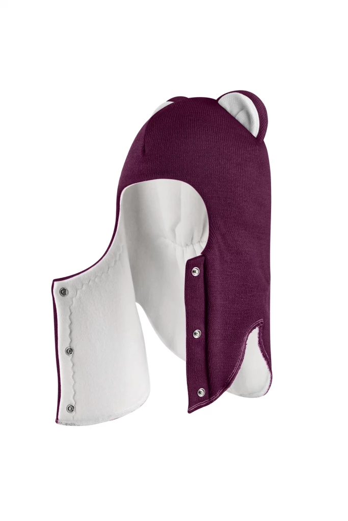 Зимова шапочка-шолом Corona.hm “Лев” із кнопками  бордо