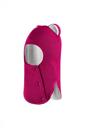 Зимняя шапочка-шлем Corona.hm “Лев” на кнопках малина