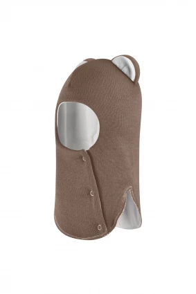 Зимняя шапочка-шлем Corona.hm “Лев” на кнопках молочный шоколад