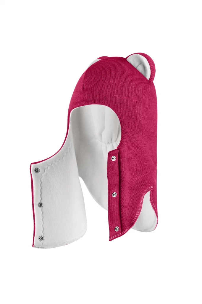 Зимова шапочка-шолом Corona.hm “Лев” із кнопками  ягідний