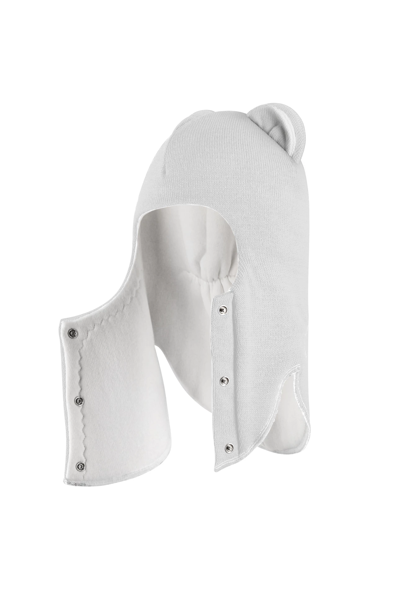 Зимова шапочка-шолом Corona.hm "Міс Левиця"  із кнопками  молоко