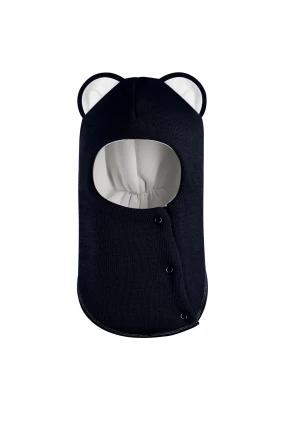 Зимова шапочка-шолом Corona.hm "Міс Левиця"  із кнопками  синій оксамит