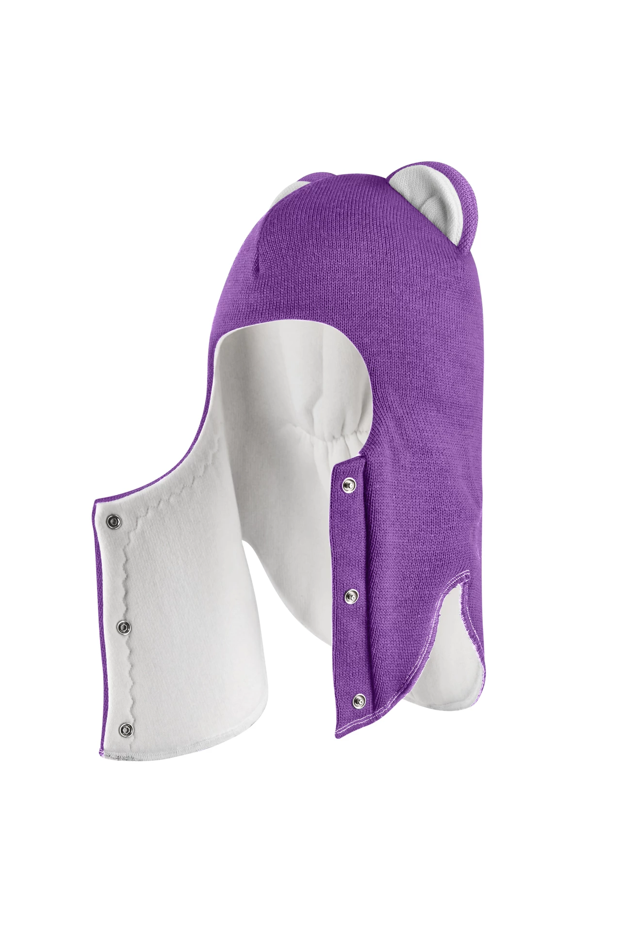 Зимова шапочка-шолом Corona.hm "Міс Левиця"  із кнопками  фіалка