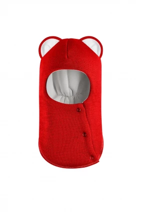 Зимова шапочка-шолом Corona.hm "Міс Левиця"  із кнопками  червоний