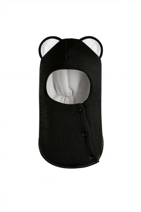 Зимова шапочка-шолом Corona.hm "Міс Левиця"  із кнопками  чорний