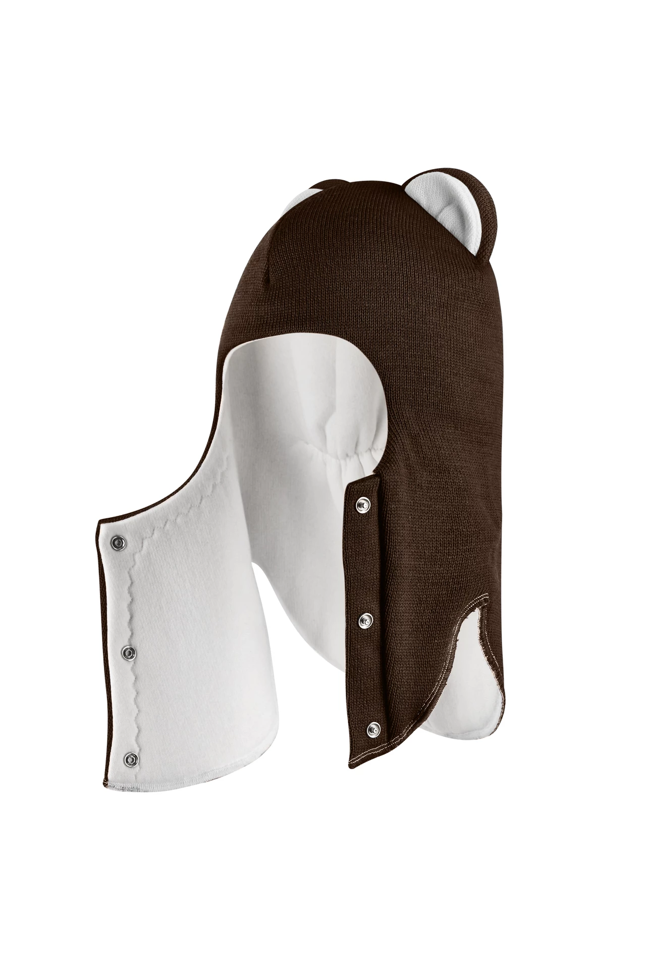 Зимняя шапочка шлем Corona.hm "Мисс Львица" на кнопках шоколад