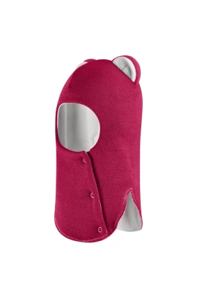 Зимова шапочка-шолом Corona.hm "Міс Левиця"  із кнопками  ягідний