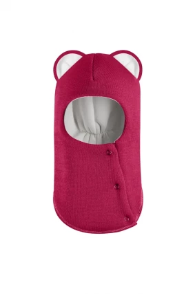 Зимова шапочка-шолом Corona.hm "Міс Левиця"  із кнопками  ягідний