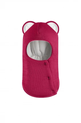 Зимова шапочка-шолом Corona.hm "Міс Левиця"  із кнопками  ягідний