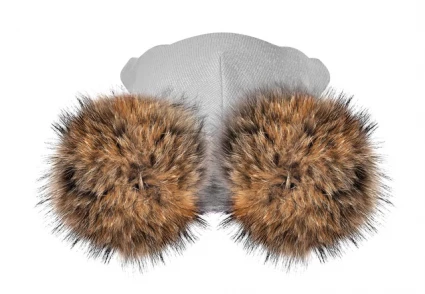 Зимова шапочка-шолом Corona.hm "Карамелька" молоко з 2 натуральними помпонами єнот