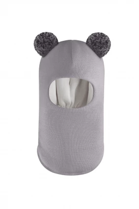 Зимова шапочка-шолом Corona.hm "Пандочка з помпонами МЕЛАНЖ" димка