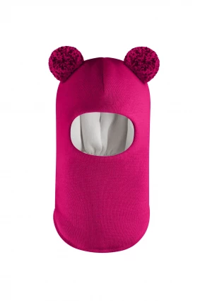 Зимова шапочка-шолом Corona.hm "Пандочка з помпонами МЕЛАНЖ" малина