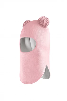 Зимова шапочка-шолом Corona.hm "Пандочка з помпонами МЕЛАНЖ" рожевий