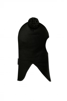 Зимова шапочка-шолом Corona.hm "Пандочка з помпонами МЕЛАНЖ" чорний