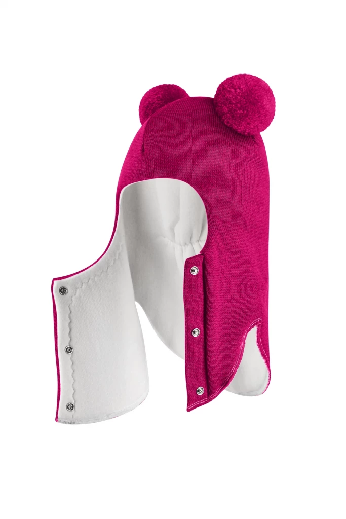 Зимова шапочка-шолом Corona.hm "Пандочка"  із кнопками  малина