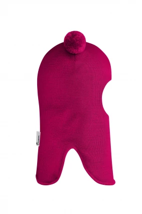 Зимова шапочка-шолом Corona.hm "Пандочка"  із кнопками  малина