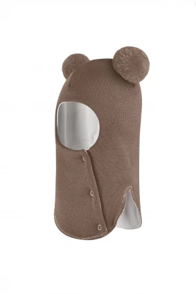 Зимова шапочка-шолом Corona.hm "Пандочка"  із кнопками  молочний шоколад