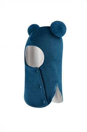 Зимова шапочка-шолом Corona.hm "Пандочка"  із кнопками  морська хвиля