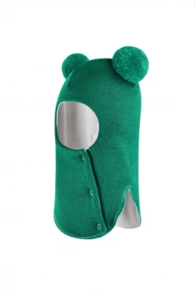 Зимова шапочка-шолом Corona.hm "Пандочка"  із кнопками  смарагд