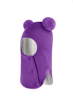 Зимняя шапочка шлем Corona.hm "Пандочка" на кнопках фиалка