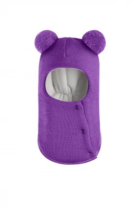 Зимняя шапочка шлем Corona.hm "Пандочка" на кнопках фиалка