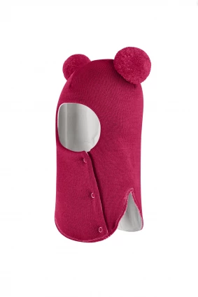 Зимова шапочка-шолом Corona.hm "Пандочка"  із кнопками ягідний