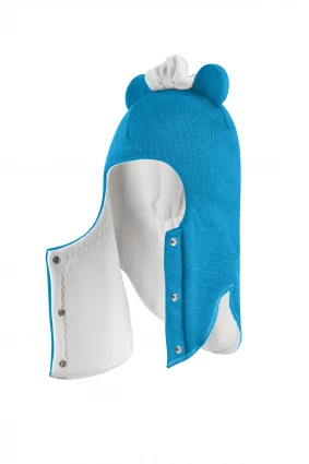 Зимова шапочка-шолом Corona.hm "Міс Мінні" з кнопочками бірюза