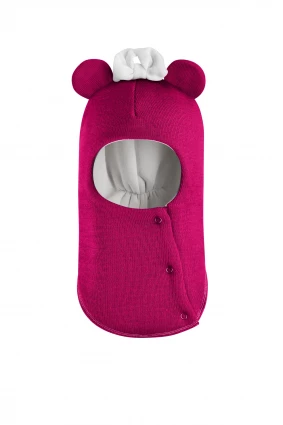 Зимова шапочка-шолом Corona.hm "Міс Мінні" з кнопочками малина