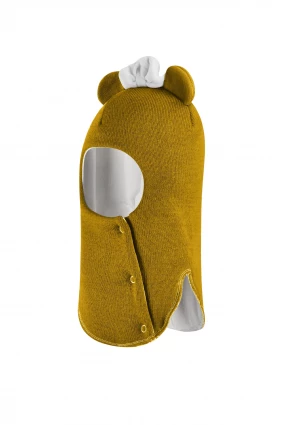 Зимова шапочка-шолом Corona.hm "Міс Мінні" з кнопочками медовий