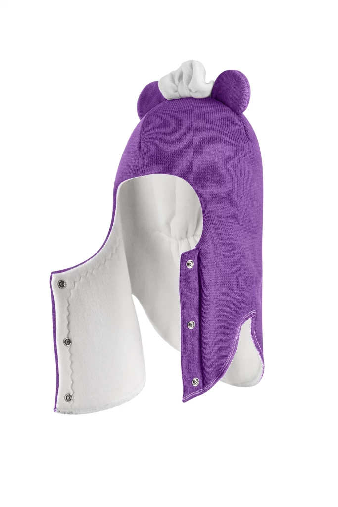 Зимова шапочка-шолом Corona.hm "Міс Мінні" з кнопочками фіалка