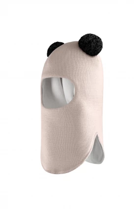 Зимова шапочка-шолом Corona.hm "Пандочка з чорними помпонами" лате