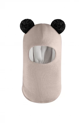 Зимова шапочка-шолом Corona.hm "Пандочка з чорними помпонами" лате