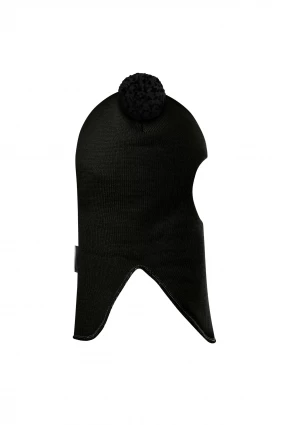 Зимняя шапочка шлем Corona.hm "Пандочка с черными помпонами" черный