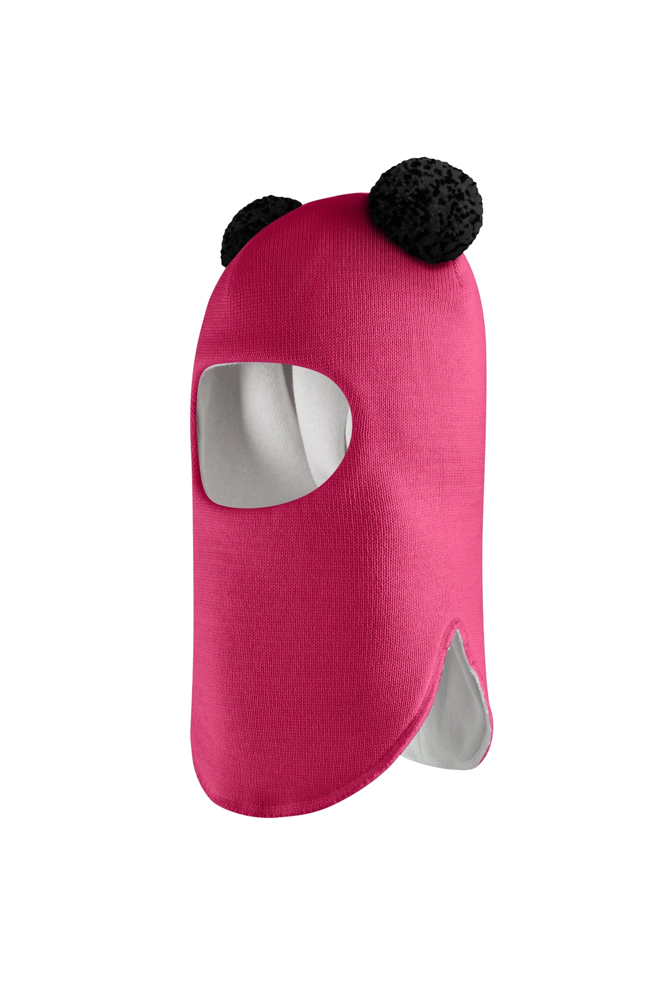 Зимова шапочка-шолом Corona.hm "Пандочка з чорними помпонами" ягідний