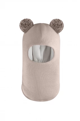 Зимова шапочка-шолом Corona.hm "Пандочка з помпонами МЕЛАНЖ" лате