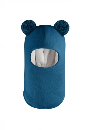 Зимова шапочка-шолом Corona.hm "Пандочка з помпонами МЕЛАНЖ" морська хвиля