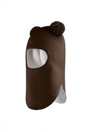 Зимняя шапочка шлем Corona.hm "Пандочка с помпонами МЕЛАНЖ" шоколад