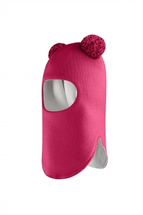 Зимова шапочка-шолом Corona.hm "Пандочка з помпонами МЕЛАНЖ" ягідний