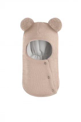 Зимова шапочка-шолом Corona.hm "Пандочка"  із кнопками  беж золотий